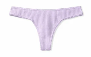 Victorias Secret SEXY Thong Panty Pantie Black Lilac Pink Ribbed Rhinestone NWT  - Picture 1 of 13