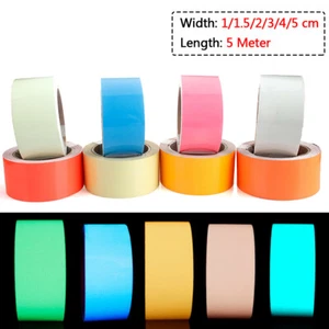 1/1.5/2/3/5 CM WIDTH GLOW in the DARK STICKY TAPE SELF-ADHESIVE LUMINOUS FILM 5M - Picture 1 of 17