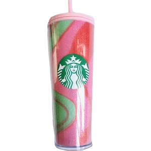 Starbucks Pink Swirl Cold Cup Tumbler 24 oz. SKU New Holiday Multicolor - Picture 1 of 9