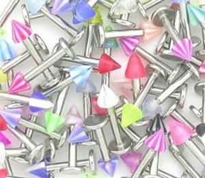 20 x Stainless Steel Spike Top Lip Studs Tragus Ear Rings Monroe Bars Labret  - Foto 1 di 1