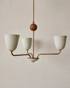 Lola Chandelier, handmade 3 light Walnut ball Large Ceiling décor fixture - Picture 1 of 10