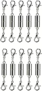 10 Pack of Silver Magnetic Lobster Clasp Jewelry Necklace Bracelet - Picture 1 of 11