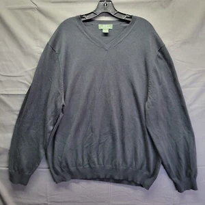 Eddie Bauer Men's Cotton Cashmere V Neck Sweater Black Size XL - Picture 1 of 6