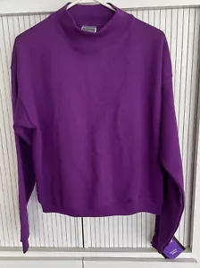 NWT Hanes Her Way Posh Plum Mock Neck Sweatshirt M - Picture 1 of 4