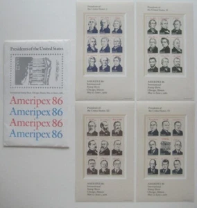 Ameripex 86 PRESIDENTS OF THE UNITED STATES 4 Souvenir Sheet Mint NH 36 Stamps - Picture 1 of 8