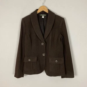 Vintage Eddie Bauer Wool Blend Blazer Jacket Brown Size 10 Career Women's - Picture 1 of 3