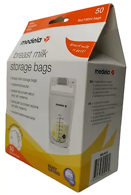 Medela Breast Milk Storage Bags New X 50 Pack Breastfeeding 6oz/180ml BPA Free • 18.66$