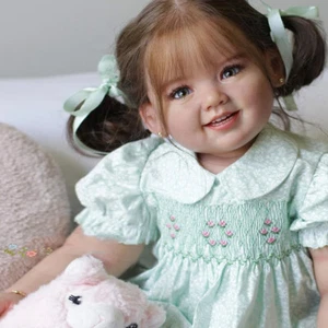 Reborn Baby Doll 28" Finished Toddler Girl Hand-Rooted Hair Cloth Body Kids Gift - Picture 1 of 5