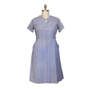 Vintage 1960s Plus Size Baby Blue & Pink Floral Cotton Day Dress | 1960s Dress - Picture 1 of 6