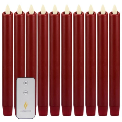 Velas cónicas LED de mecha móvil sin llama Luminara de 8" que funcionan con pilas con control remoto Foto 1 de 4