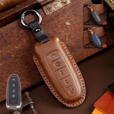 Cubierta de cuero para llavero de coche para Ford Edge Focus Escape Expedition Explorer Lincoln Foto 1 de 4