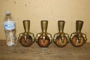 Antik um 1900 Set 4 große Gusseisen Adlerkralle & 3" Glaskugel Tischfüße Beine - Bild 1 von 17