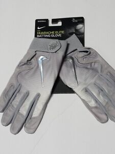 Nike Huarache Elite Batting Gloves Leather Palm Grey/Chrome Men's Size XL  $80