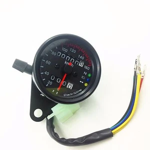 Black LED Motor Odometer KMH Speedometer Gauge For Honda Kawasaki Suzuki Yamaha - Picture 1 of 6