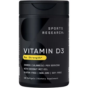Vitamin D3 10,000 IU with Coconut MCT Oil - High Potency Vitamin D Supplement - Picture 1 of 7