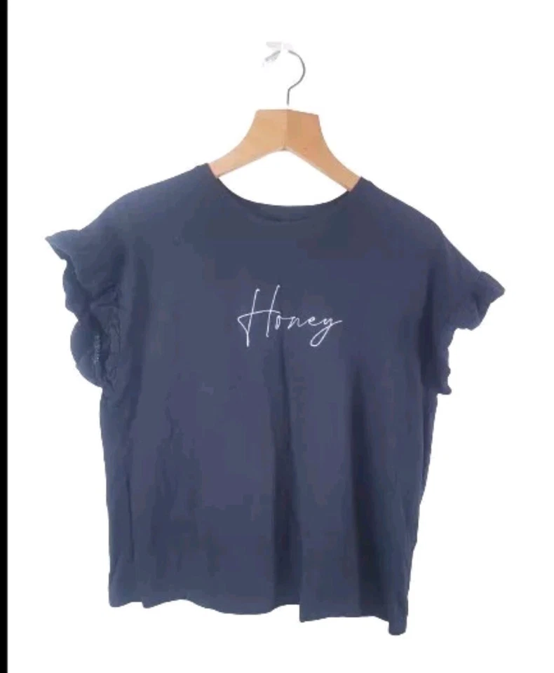 Women’s Black T Shirt From New Look Size 10 Honey - Image 1 of 4