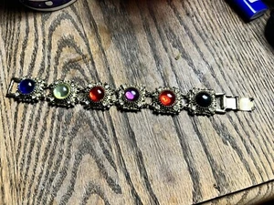 Vintage jelly belly lucite 70's 80's bracelet estate colorful Panel links 7.5 - Picture 1 of 12