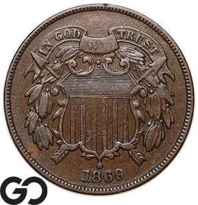 1869 Two Cent Piece, XF Wholesale Bid 85 - Picture 1 of 3