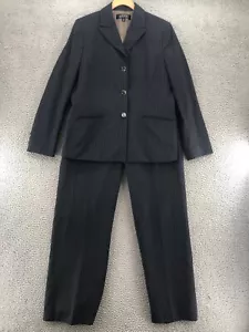 Kasper Anzug Set Damen 12 schwarz Nadelstreifen Hose Blazer Knopfleiste Taschen Büro - Bild 1 von 20