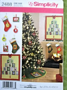 Simplicity 2488 Christmas SKIRT ORNAMENTS STOCKING WALL ART sewing pattern Uncut - Picture 1 of 9