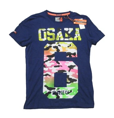 Superdry Hombre Ultra Royal Grit Azul Osaka 6 AOP Lite Gráfico Camiseta Cuello Redondo Foto 1 de 3