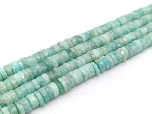 Faceted Amazonite Heishi Beads Tyre Shape 16" Strand Natural Gemstone DIY - Picture 1 of 6