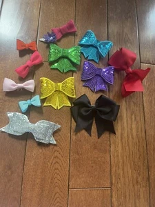 Mixed Lot of 13 Sequin Glitter Flower Hair Bow Clips Barrettes - Picture 1 of 6