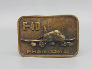 Vintage 1981 F-4D Phantom II Brass Belt Buckle Jet Interceptor Fighter Bomber - Picture 1 of 16