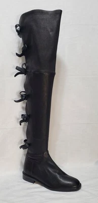 NWOB Carolina Herrera Over The Knee Black Leather Pull On Woman Boots US Size 6 - Image 1 of 4