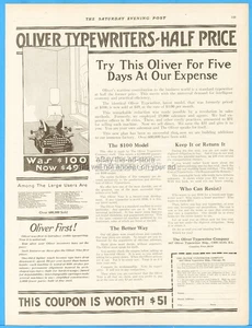 1917 Oliver Schreibmaschine Nr. 9 Chicago Illinois Antik Druck Anzeige 1. Weltkrieg Ära - Bild 1 von 1