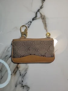 RARO Vintage GUCCI Cuero Tostado/Marrón GG Supreme Cambio de Cremallera/Cartera para Tarjetas Unisex - Imagen 1 de 16
