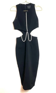 Abito Cushnie et Ochs nero con taglio perlato nero 2 - Foto 1 di 11