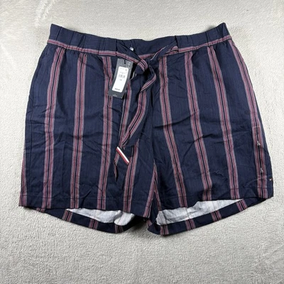 Pantalones Cortos Tommy Hilfiger Para Hombre Talla Grande Azul Rayas Viscosa Nuevos con Etiquetas #2230 Foto 1 de 4