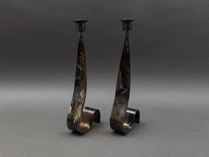 Coppia portacandele FALA Italia Guido Neist modernista placcato argento - Foto 1 di 9