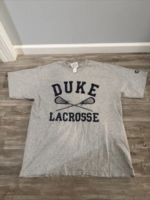 Vtg 90s Duke Lacrosse T-Shirt Sz XL Gray Blue Devils NCAA University SS USA - Image 1 of 4