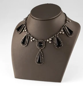 Collar De Perlas De Ónix Negro De Plata Esterlina 17" - Imagen 1 de 3
