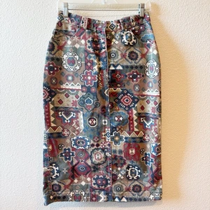 Vintage Gotcha Covered Jeanswear Patterened Denim Skirt Small - Picture 1 of 16