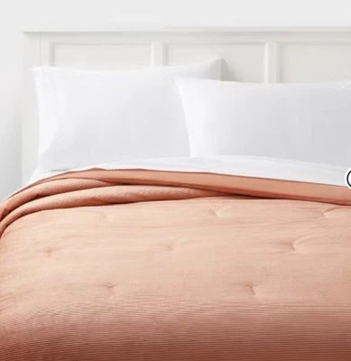 Full/Queen Corduroy Plush Comforter Khaki - Room Essentials - Image 1 of 4