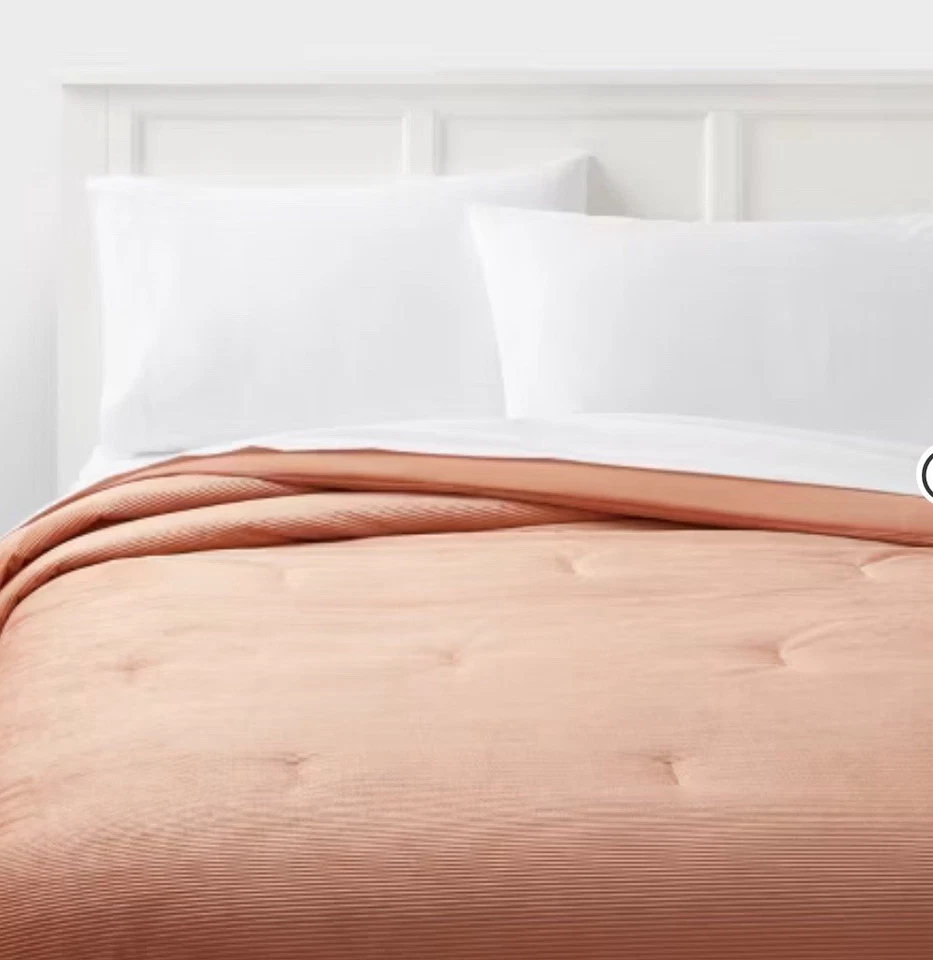 Full/Queen Corduroy Plush Comforter Khaki - Room Essentials - Image 1 of 4