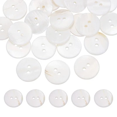 16Pcs Natural Shell Buttons,18mm 2 Holes Pearl Button,Porcelain White - Image 1 of 4
