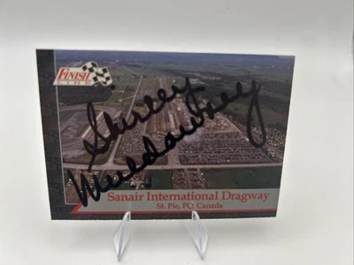 Signed Shirley Muldowney Finish Line NHRA Sanair International Dragway Card - Image 1 of 2
