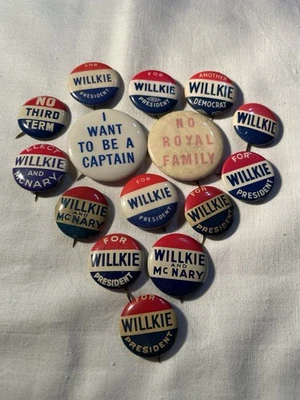 15 alfileres de campaña política Wendell Wilkie botones traseros Foto 1 de 4