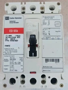 EATON Cutler-Hammer ED3175 175AMP 3P 65K 240V Circuit Breaker see pics - Picture 1 of 5