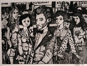 Beau Dessin De Jean Segalat(1926-1987) Peintre Aveyronnais "Scène De Rue" - Imagen 1 de 9