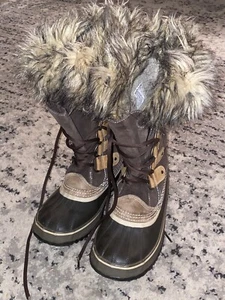 Sorel Joan Of Arctic Tall Womens Sz 9 Brown Waterproof Fur Snow Boot NL1540-051 - Picture 1 of 6