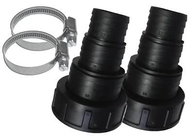 TS-TRADES 2x Stufenschlauchtülle Ø32/38/50mm x 2 Zoll IG+2 VA Schellen Adapter Intex komp.