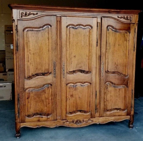 Antique Large Country French / Louis XV Oak Armoire Wardrobe Cover