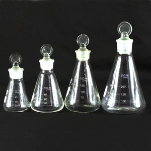 50/100/150/250ML Glass Erlenmeyer Flask Conical Bottle Lab Chemistry Glassware - Picture 1 of 11
