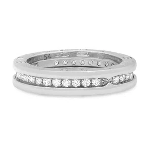 Bvlgari B.Zero1 One Band Pave Diamond Ring 18K White Gold 0.48Cttw Size 54 US 7 - Picture 1 of 8