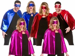 CAPA DE SUPERHÉROE METÁLICA PARA ADULTOS + MÁSCARA Gallina Ciervo Fiesta Elegante Vestido Halloween Unisex - Imagen 1 de 4